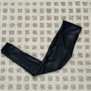 Spanx Petite Faux Leather Leggings in Very Black
